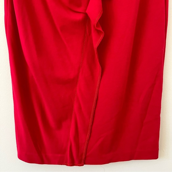 Lafayette 148 New York Ruched Ruffle Front Sleeveless Sheath Dress In Red (X1) - Picture 4 of 15